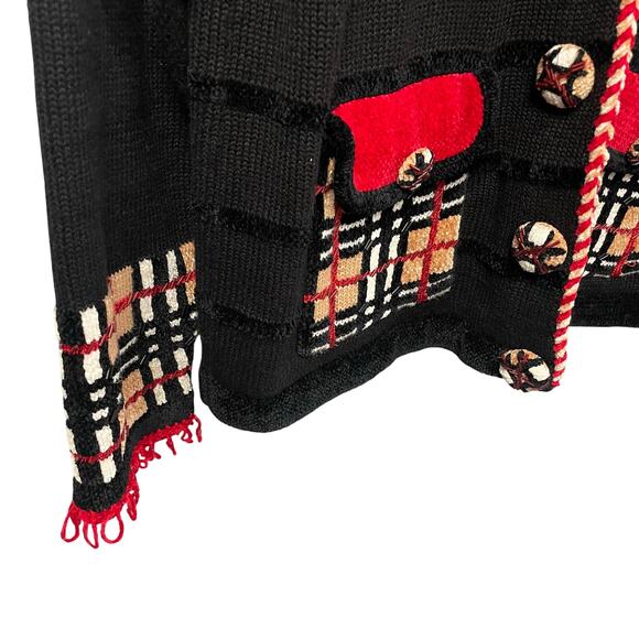 Vintage Jack B Quick Button Front Designer Plaid Collared Sweater Womens Medium - Picture 2 of 7